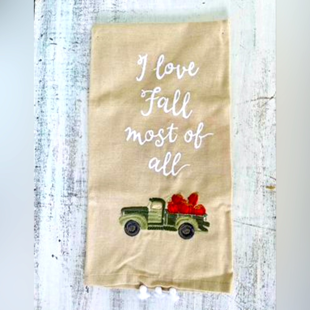 *I Love Fall Most Of All Embroidered Kitchen Towel